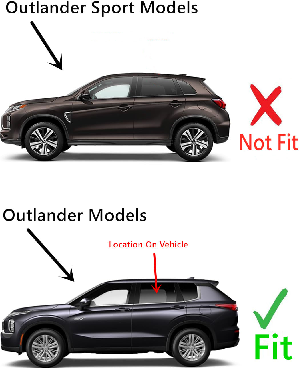 Driver Left Side Rear Door Window Door Glass Compatible with Mitsubishi Outlander 2014-2021 Models