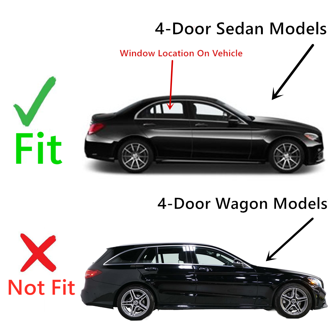 Passenger Right Side Rear Door Window Door Glass Compatible with Mercedes Benz C300 / C400 / C43 AMG / C63 AMG 4-Door Sedan 2015-2021 Models