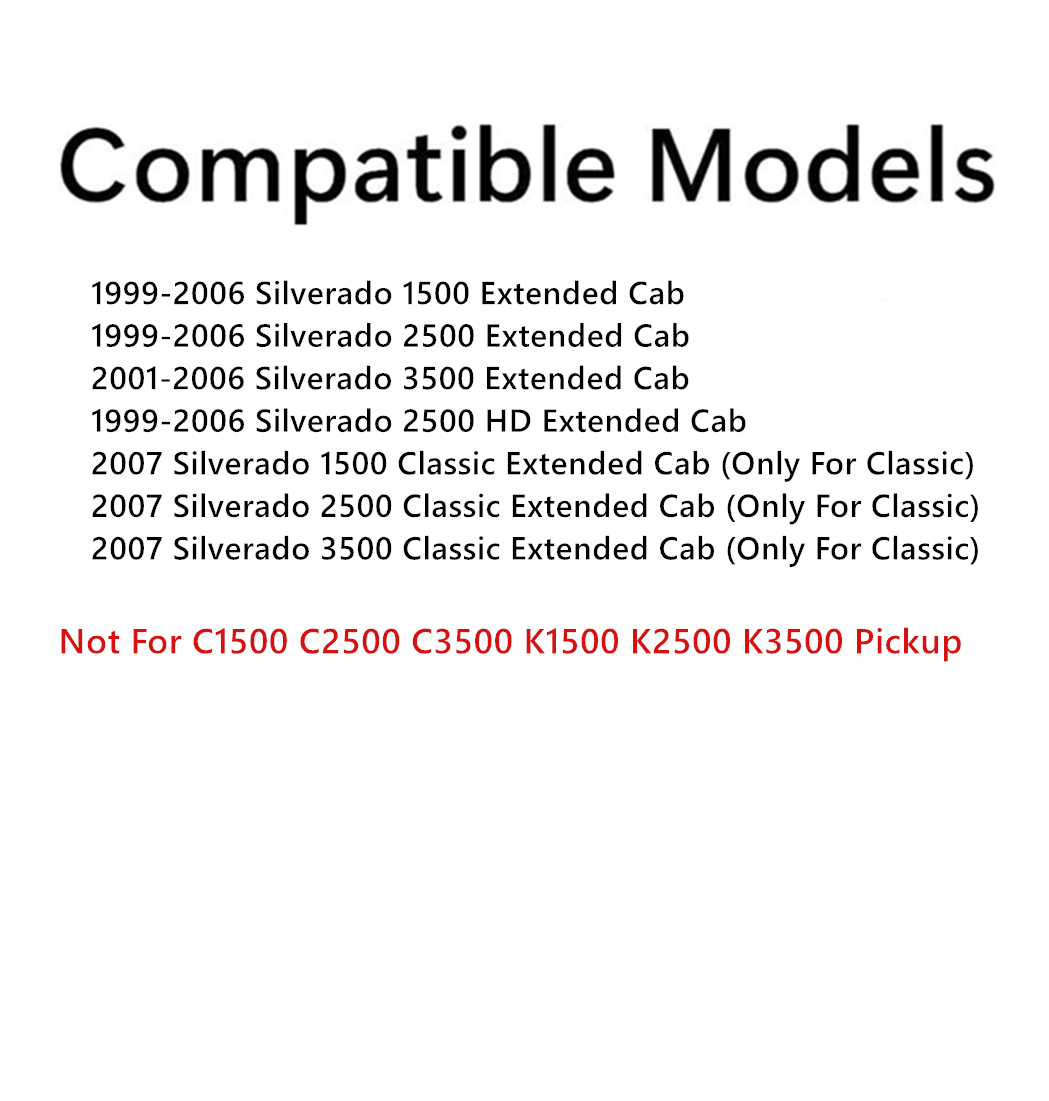 Movable Driver Left Side Rear Quarter Window Quarter Glass With Frame & Latch Compatible with Chevrolet Silverado 1999-2006 / Classic 2007 Extended Cab Pickup Models