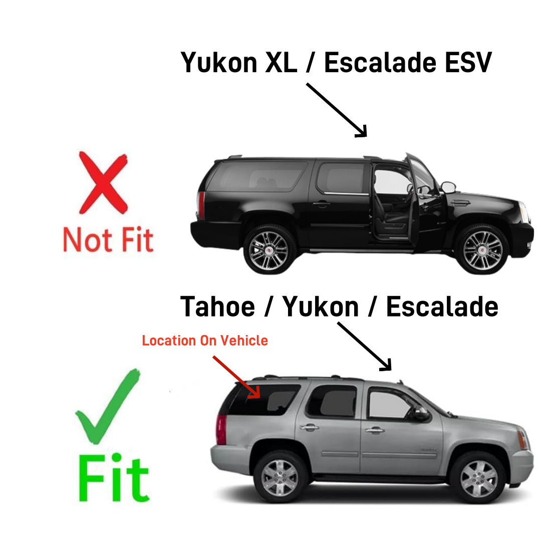 Passenger Right Side Quarter Window Quarter Glass with Antenna Style Compatible with Chevrolet Tahoe/GMC Yukon/Cadillac Escalade 2011-2014 Models
