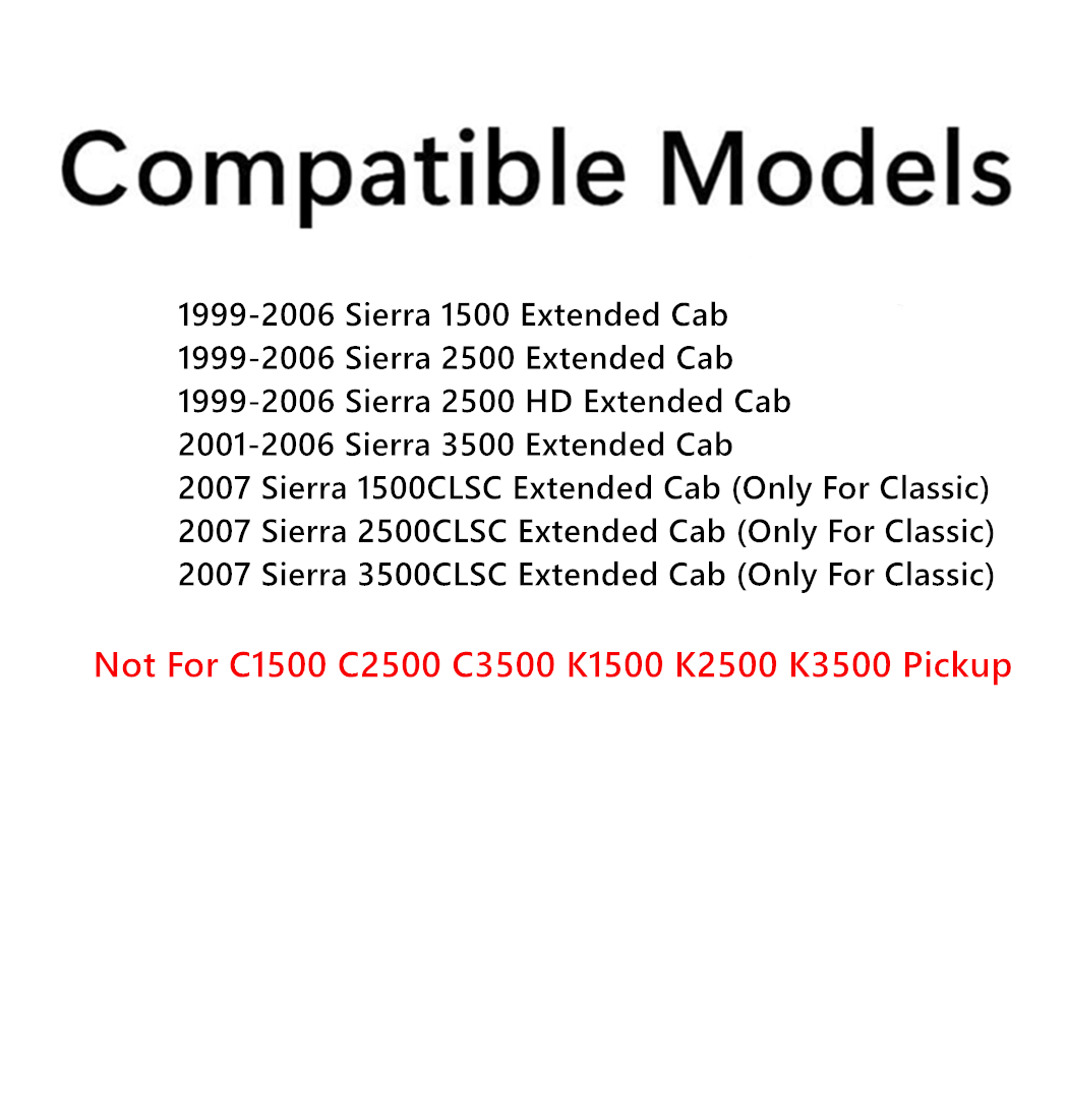 Privacy Movable Passenger Right Side Rear Quarter Window Quarter Glass With Frame & Latch Compatible with GMC Sierra 1999-2006 / Sierra Classic 2007 Extended Cab Pickup Models