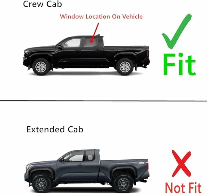Tempered Driver Left Side Rear Door Window Door Glass Compatible with Toyota Tacoma Crew Cab Pickup 2024-2025 Models