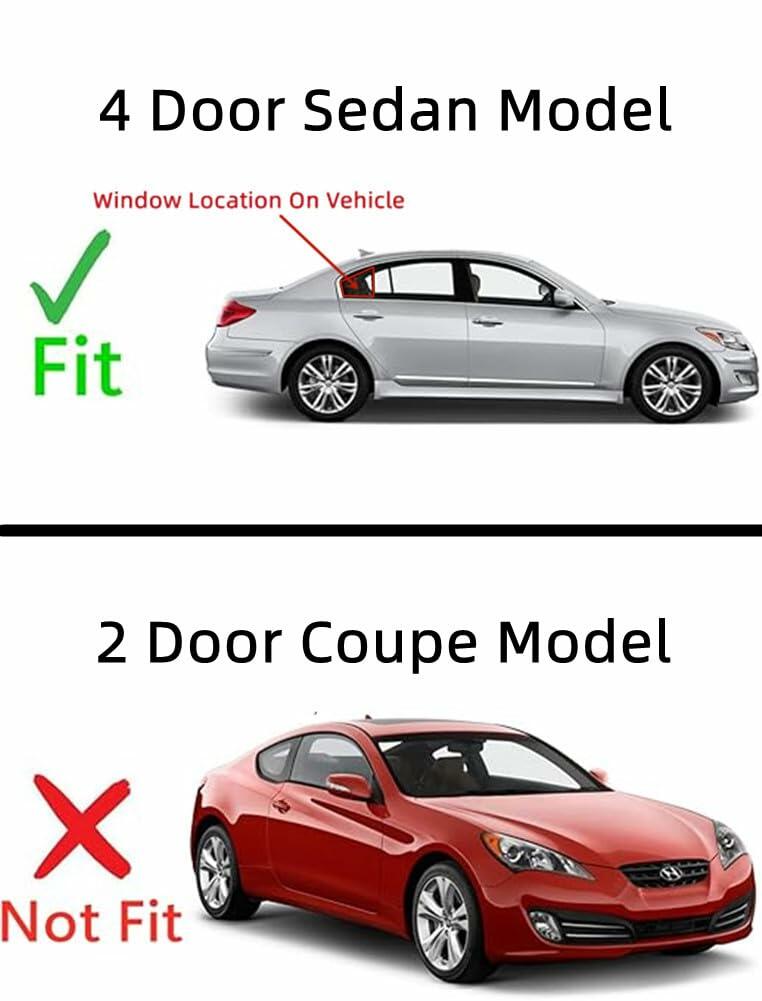 Tempered Passenger Side Right Rear Vent Window Vent Glass Compatible with Hyundai Genesis 4 Door Sedan 2009-2014 Models