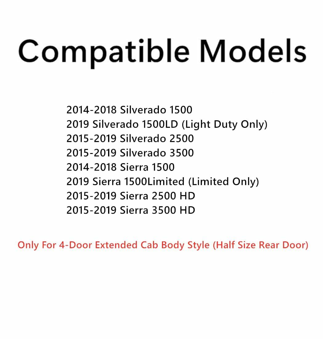 Passenger Right Side Rear Door Window Glass Compatible with GMC Sierra/Chevrolet Silverado 2500 3500 4 Door Extended Cab 2015-2019 Models/1500 4 Door Extended Cab 2014-2018 Models