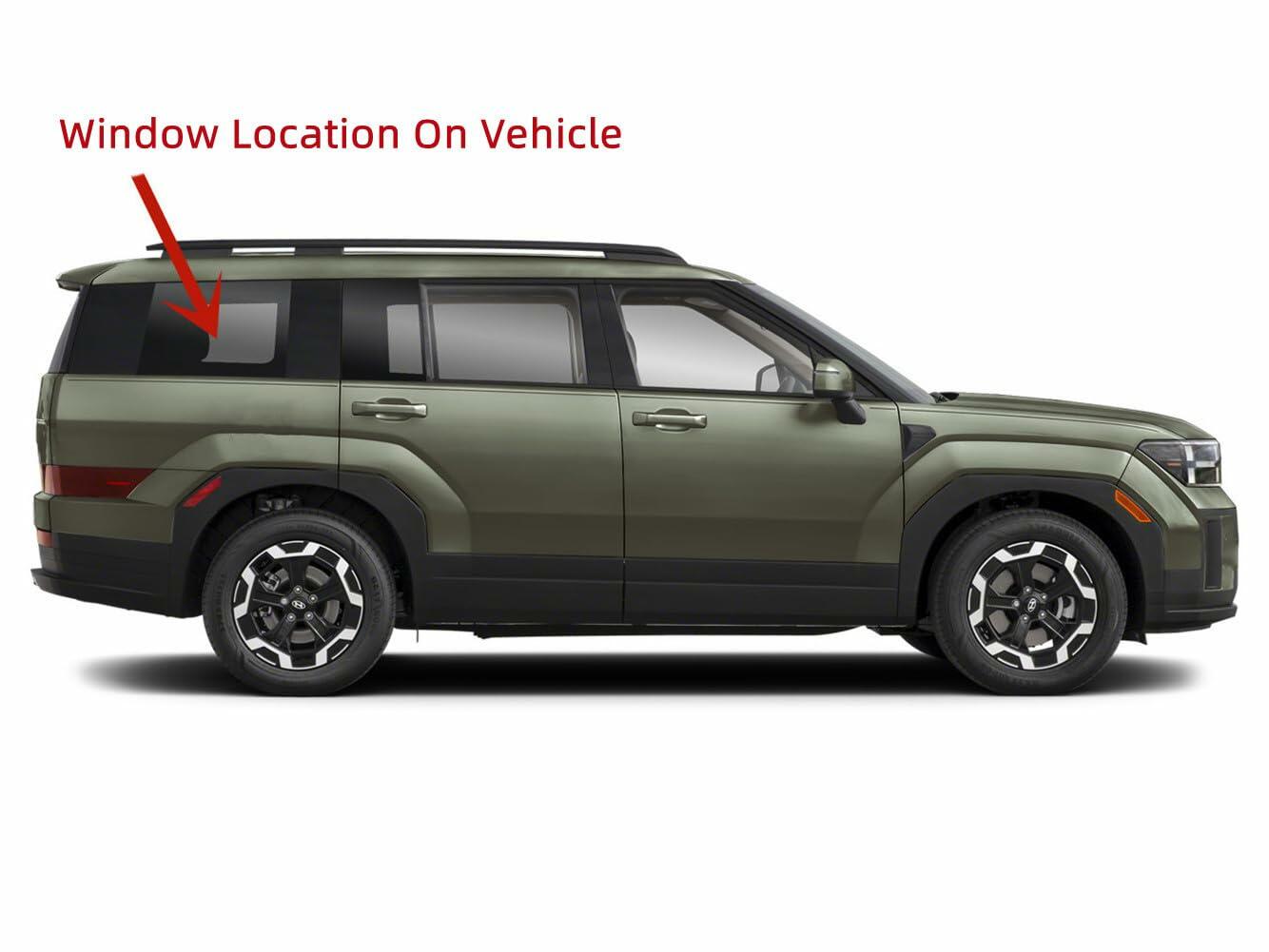 Passenger Right Side Privacy Tinted Quarter Window Quarter Glass Compatible with Hyundai Santa Fe 2024-2025 Models