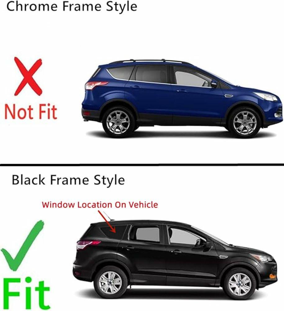 Tempered Passenger Right Side Rear Quarter Window Quarter Glass Black Frame Style Compatible with Ford Escape 2013-2019 Models