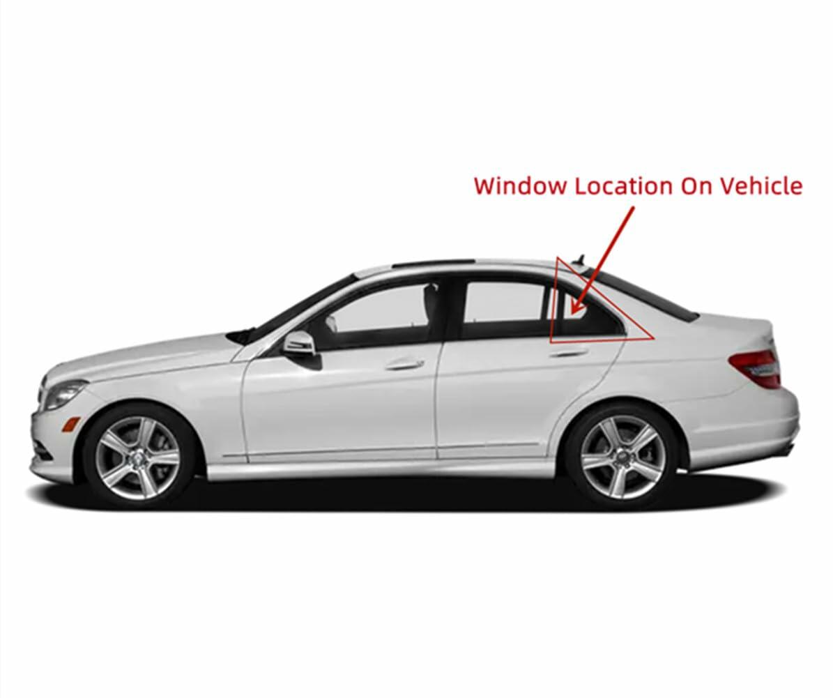 Tempered Driver Left Side Rear Vent Window Vent Glass Compatible with Mercedes Benz C300 C350 C63AMG 2008-2011 Models