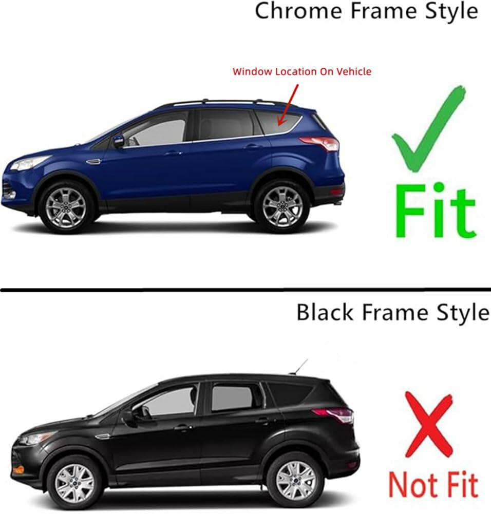 Tempered Driver Left Side Rear Quarter Window Quarter Glass Chrome Frame Style Compatible with Ford Escape 2013-2019 Models