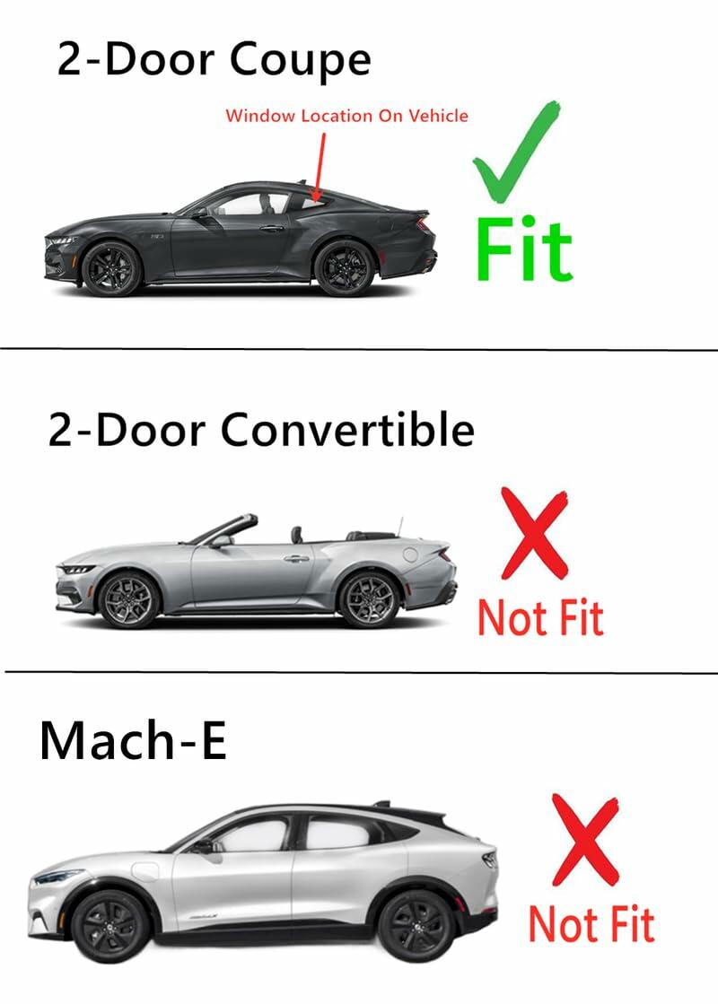 Driver Left Side Quarter Window Quarter Glass Compatible with Ford Mustang 2Dr Coupe 2024-2025 Models