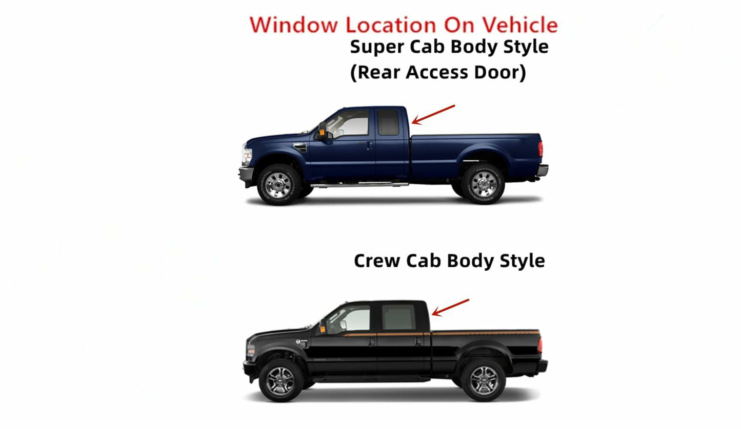 Rear Power Slider Back Window Glass Compatible with Ford F250 / F350 / F450 / F550 / F650 / F750 Pickup 2009-2016 Models (Not For F150)