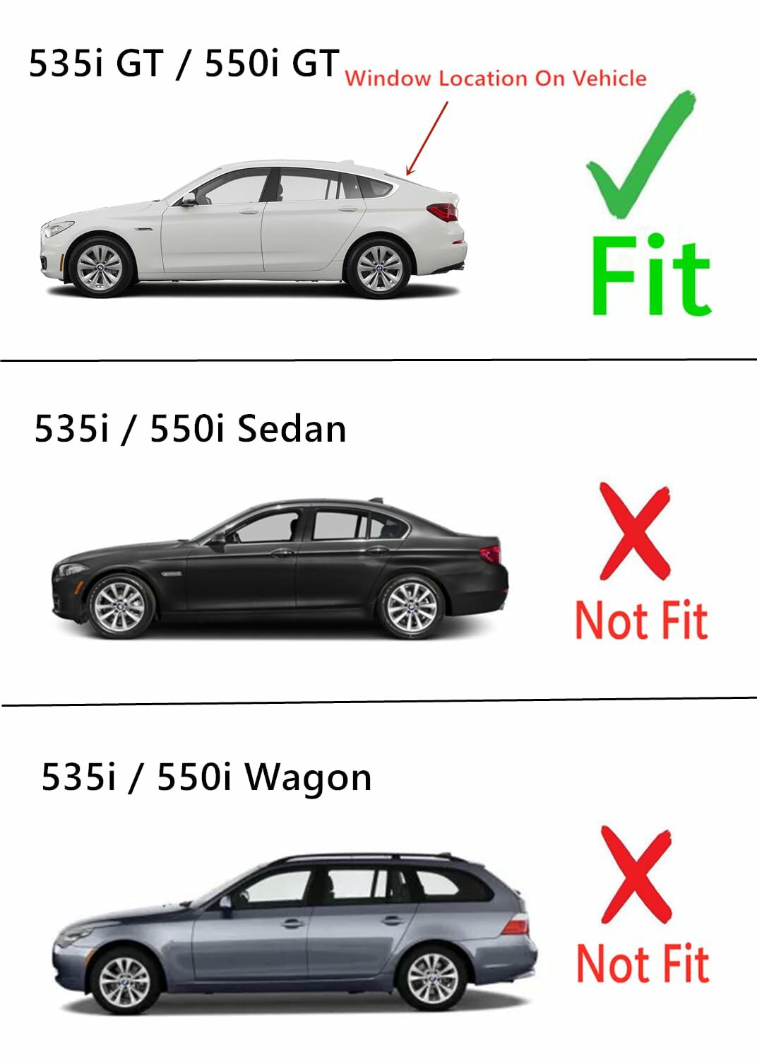 Heated Rear Back Window Back Glass Compatible with BMW 535iGT 550iGT 2010-2017 Models