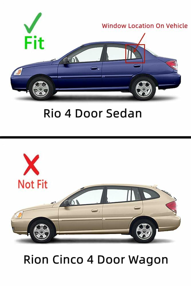 Driver Left Side Rear Vent Window Vent Glass Compatible with Kia Rio 4 Door Sedan 2001-2005 Models