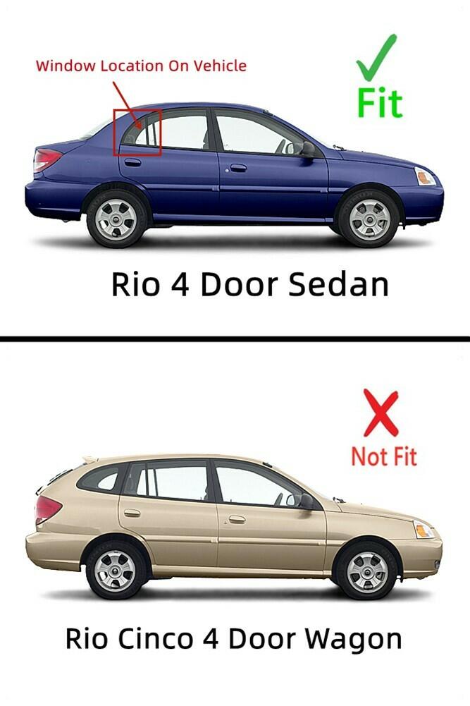 Passenger Right Side Rear Vent Window Vent Glass Compatible with Kia Rio 4 Door Sedan 2001-2005 Models