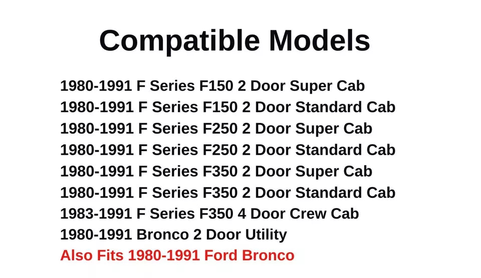 Passenger Right Side Front Vent Window Vent Glass Compatible with Ford Bronco/F150/F250/F350 Pickup 1980-1991 Models